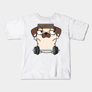 Funny pug is exercising Kids T-Shirt